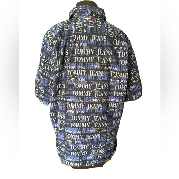 Vtg Y2K 90s Tommy Hilfiger Spellout Printed Relaxed Fit Button Front Shirt M - Picture 3 of 5
